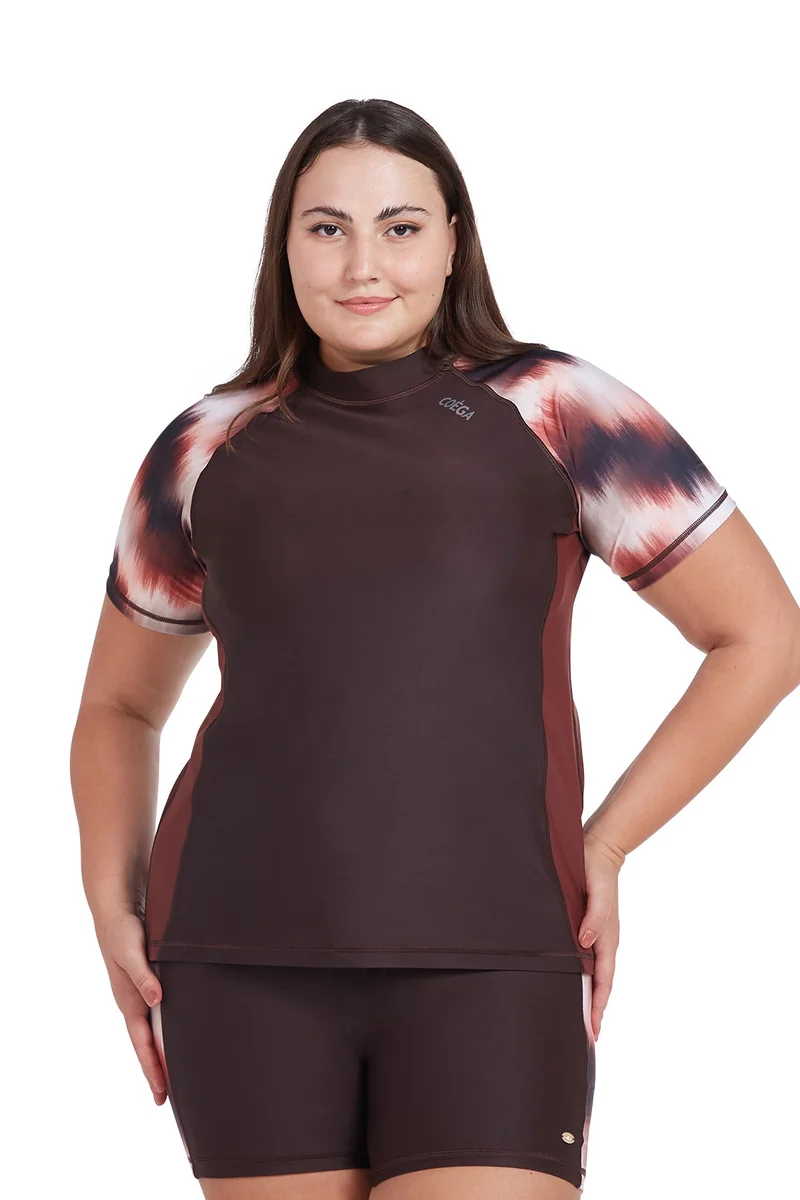 COEGA  Ladies Ladies Rashguard Short Sleeve - Chocolate Tie Dye